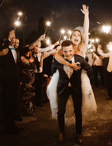 wedding day sparkler send off